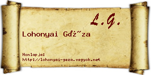 Lohonyai Géza névjegykártya