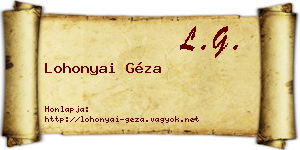 Lohonyai Géza névjegykártya