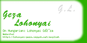 geza lohonyai business card